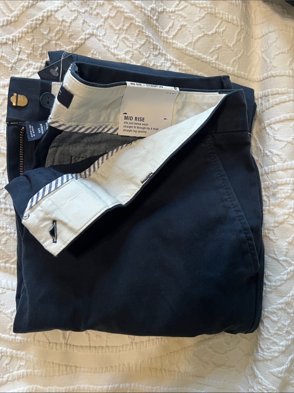 Lands' End Men's Mid-Rise Navy Chinos Pants
